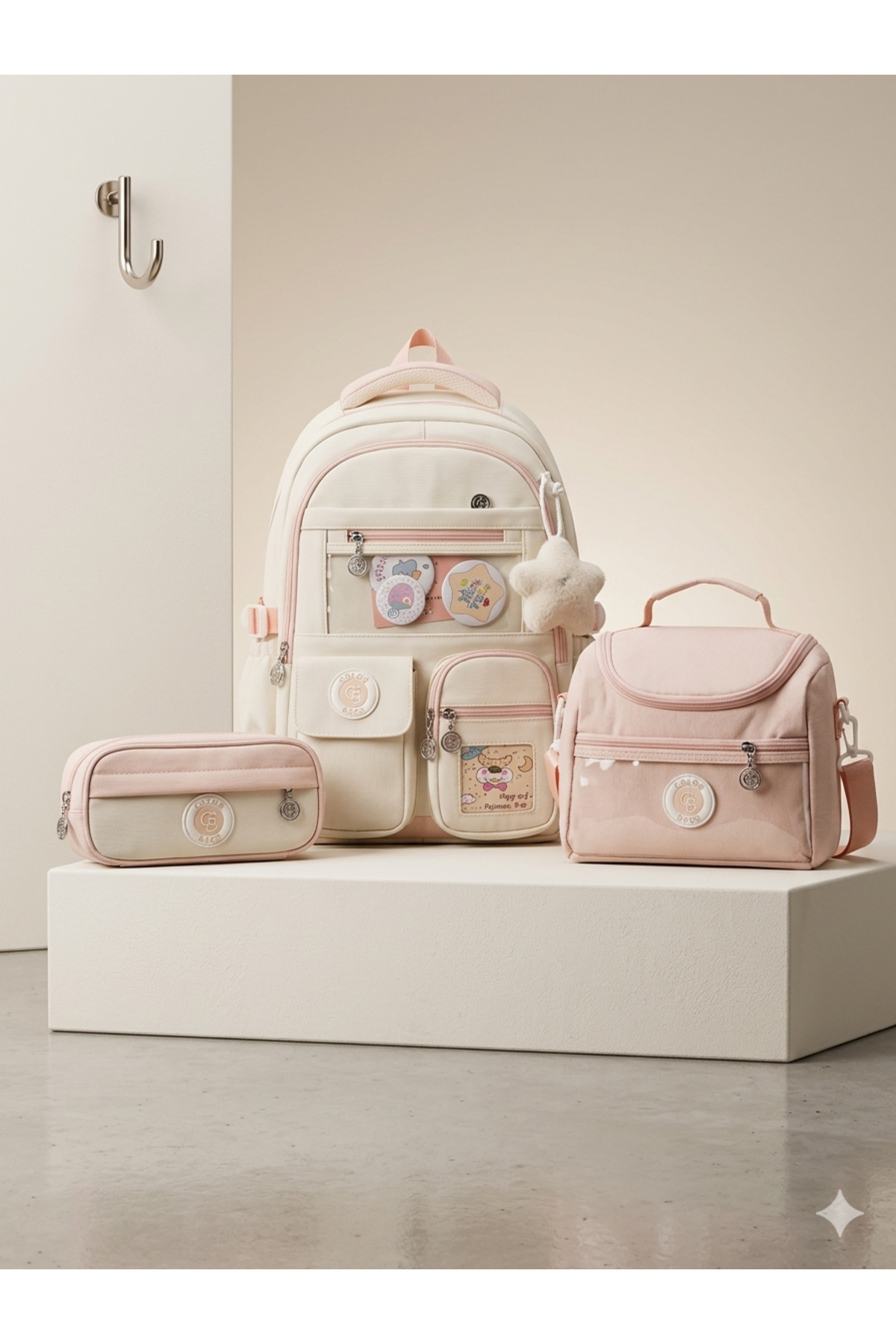 Adalinhome Premium Pastel Series 3-Piece School Bag Set