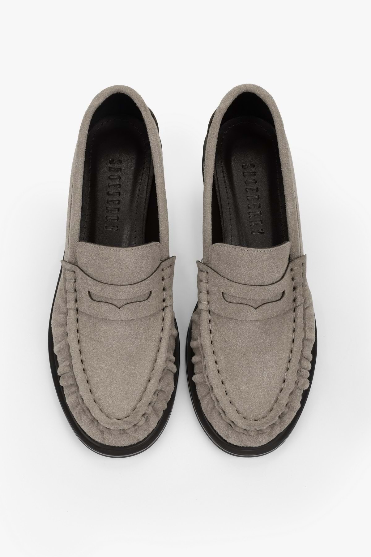 Shoeberry Kadın Rovel Vizon Süet Büzgülü Yumuşak Makosen görsel 3