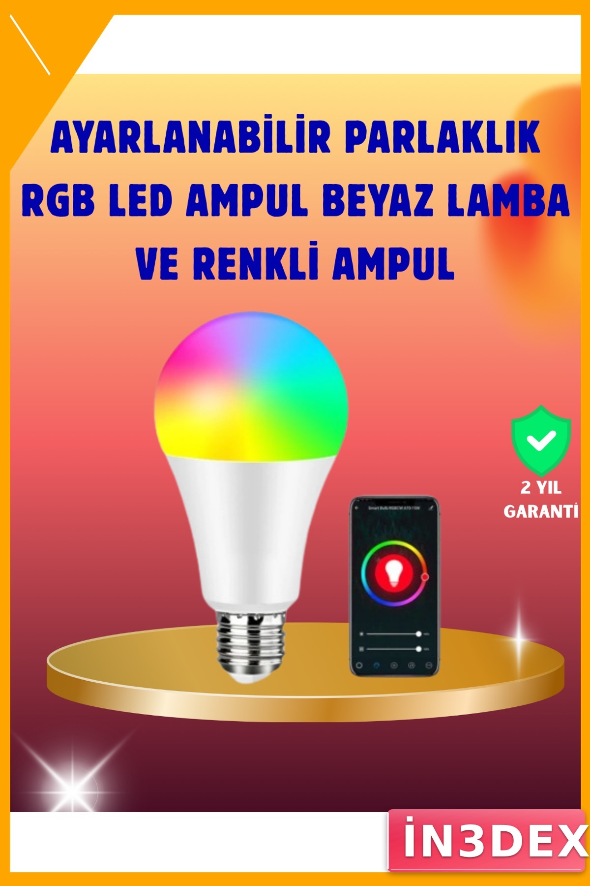 Akıllı LED Ampul 9W RGBW Uzaktan Kontrol Enerji Verimli