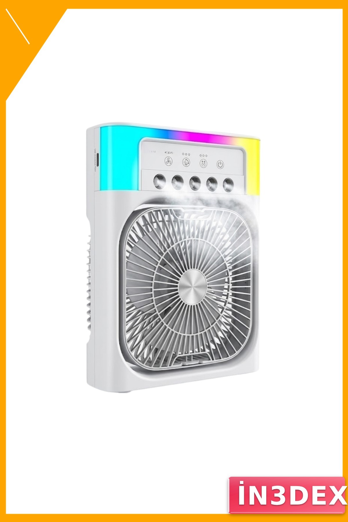 USB Şarjlı Mini Klima Fan Masaüstü Soğutucu Su Püskürtmeli RGB Işıklı
