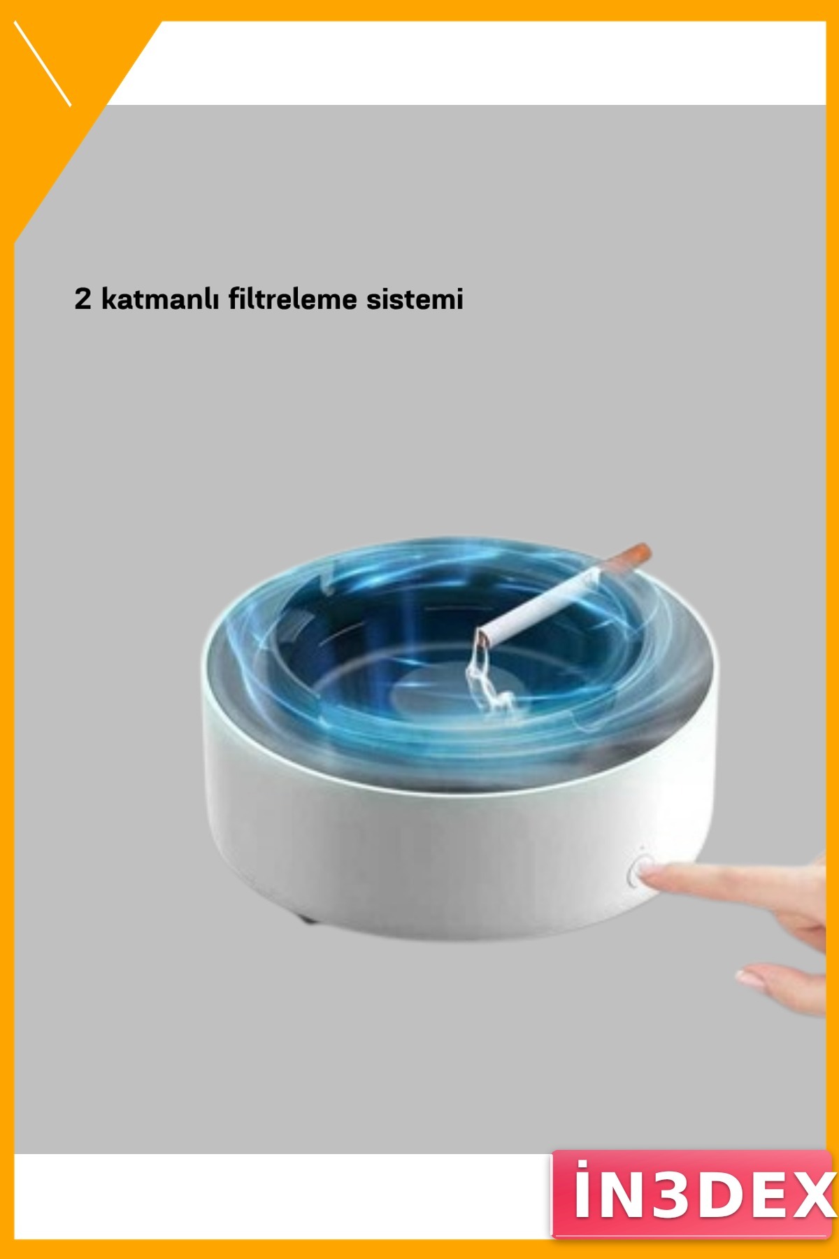 2 Katmanlı Filtreli Sigara Dumanı ve Koku Giderici Küllük Hava Temizleyici
