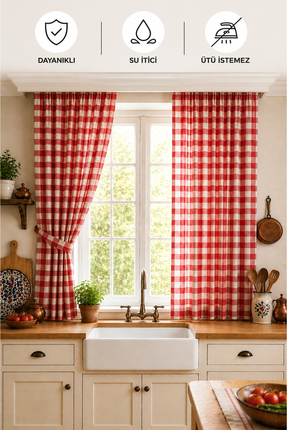 Premium Pötikare Patterned Iron-On Water Repellent Durable Background Curtain Living Room Kitchen Bedroom