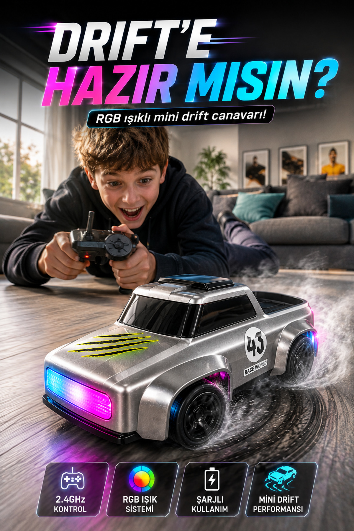 YILDIRIM OYUNCAK Mini RC Drift Arabası 8cm - 2.4GHz Uzaktan