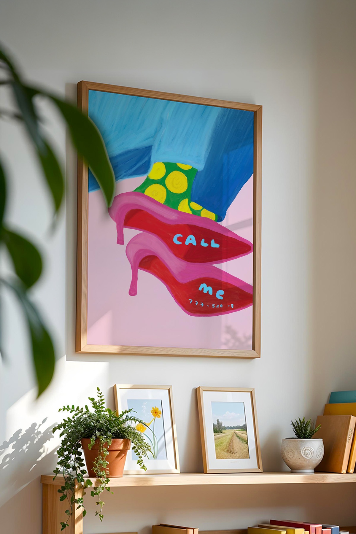 Retro Topuklu Ayakkabı Poster Renkli Moda İllüstrasyon Duvar Dekoru Çerçevesiz