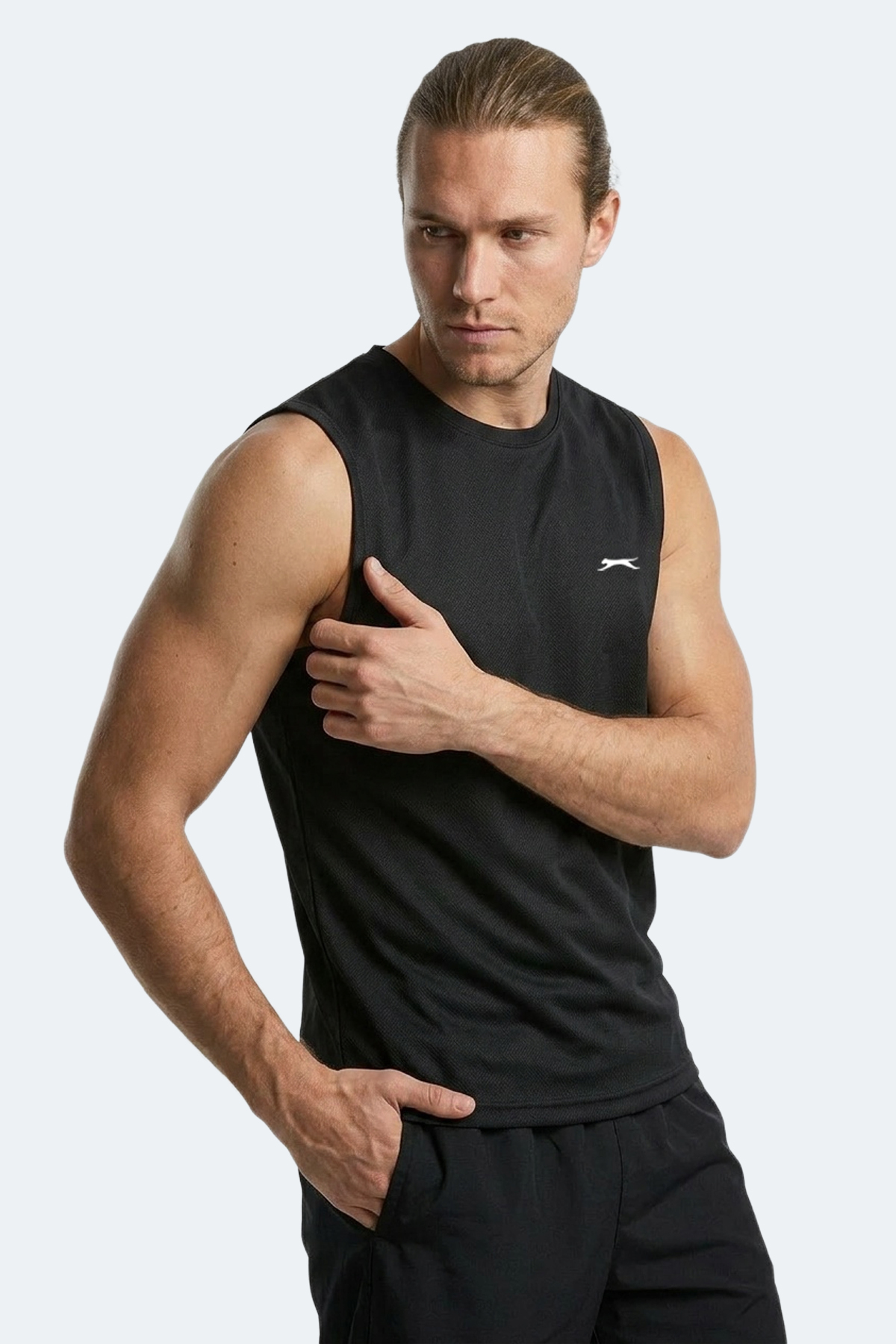Slazenger HAZZAR I Erkek Kolsuz Siyah Tişört görsel 6