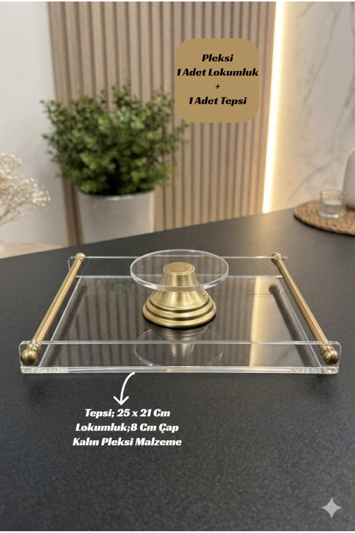 PLEXI TRAY AND PLEXI TURKISH DELIGHT HOLDER LUX COFFEE PRESENTATION SET PROMISE TRAY DECORATIVE TRAY