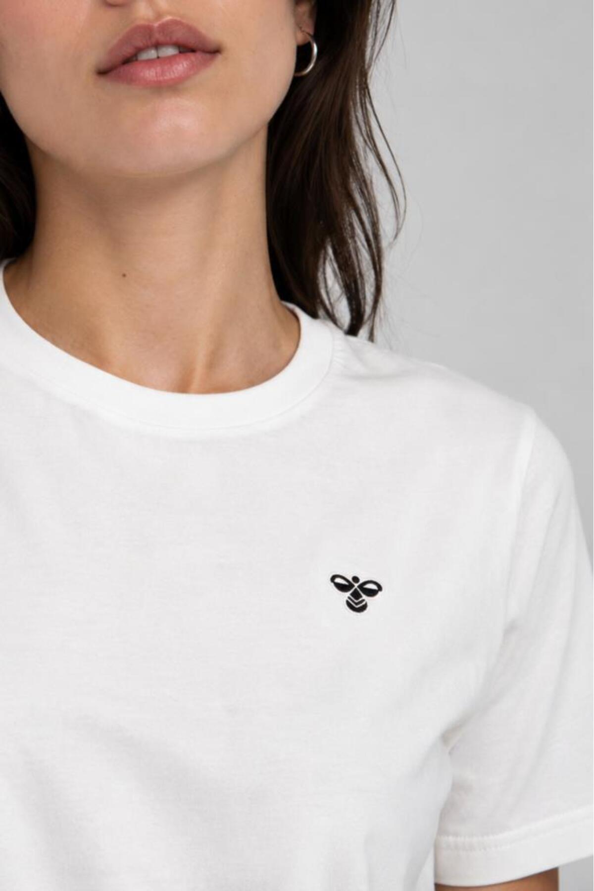 hummel T-Ic Icona Regular 911867-9003 Beyaz Kadın Casual T-Shirt görsel 2