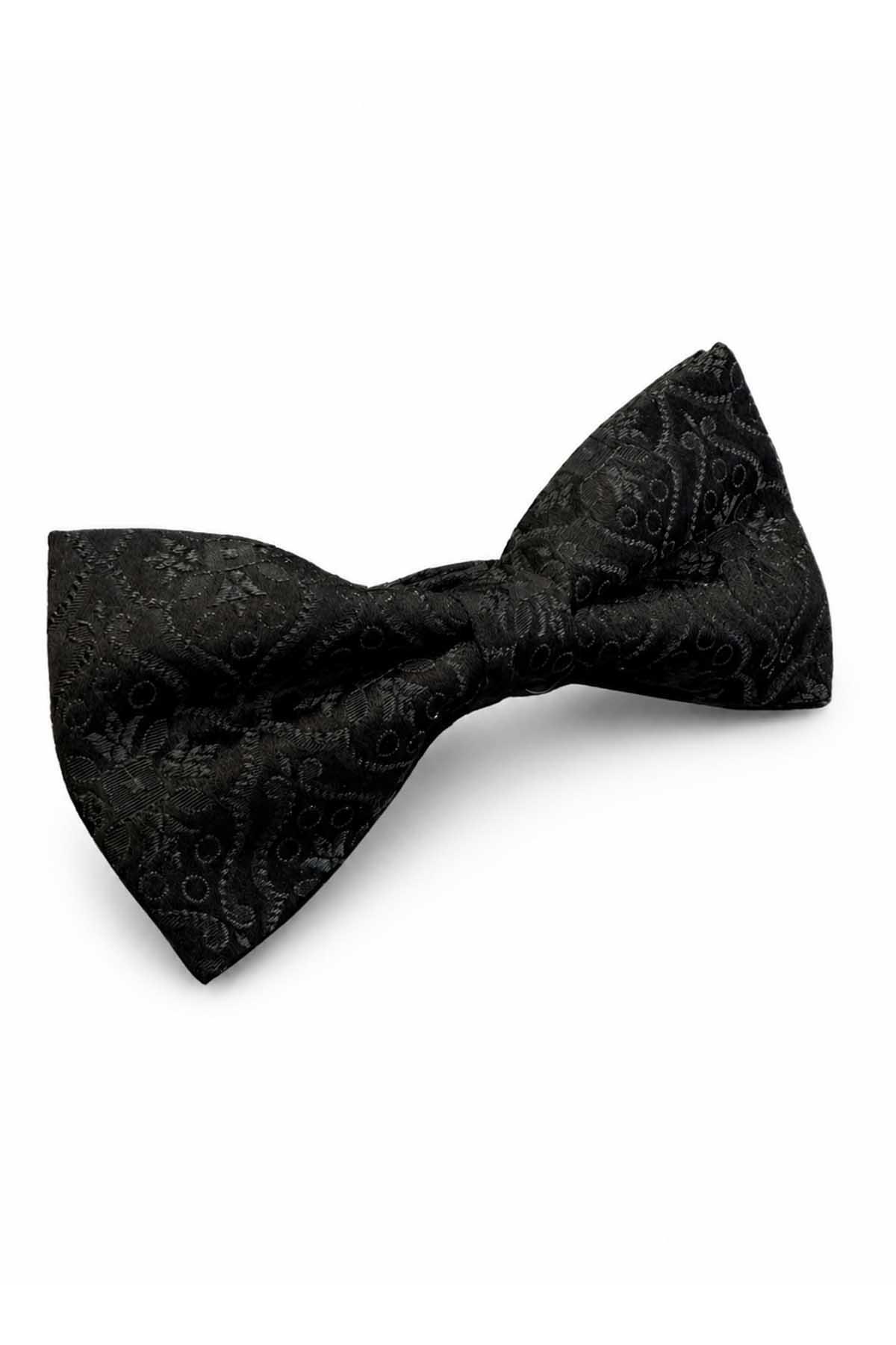 Kravatkolik Siyah Motif İpek Papyon SB223 görsel 3