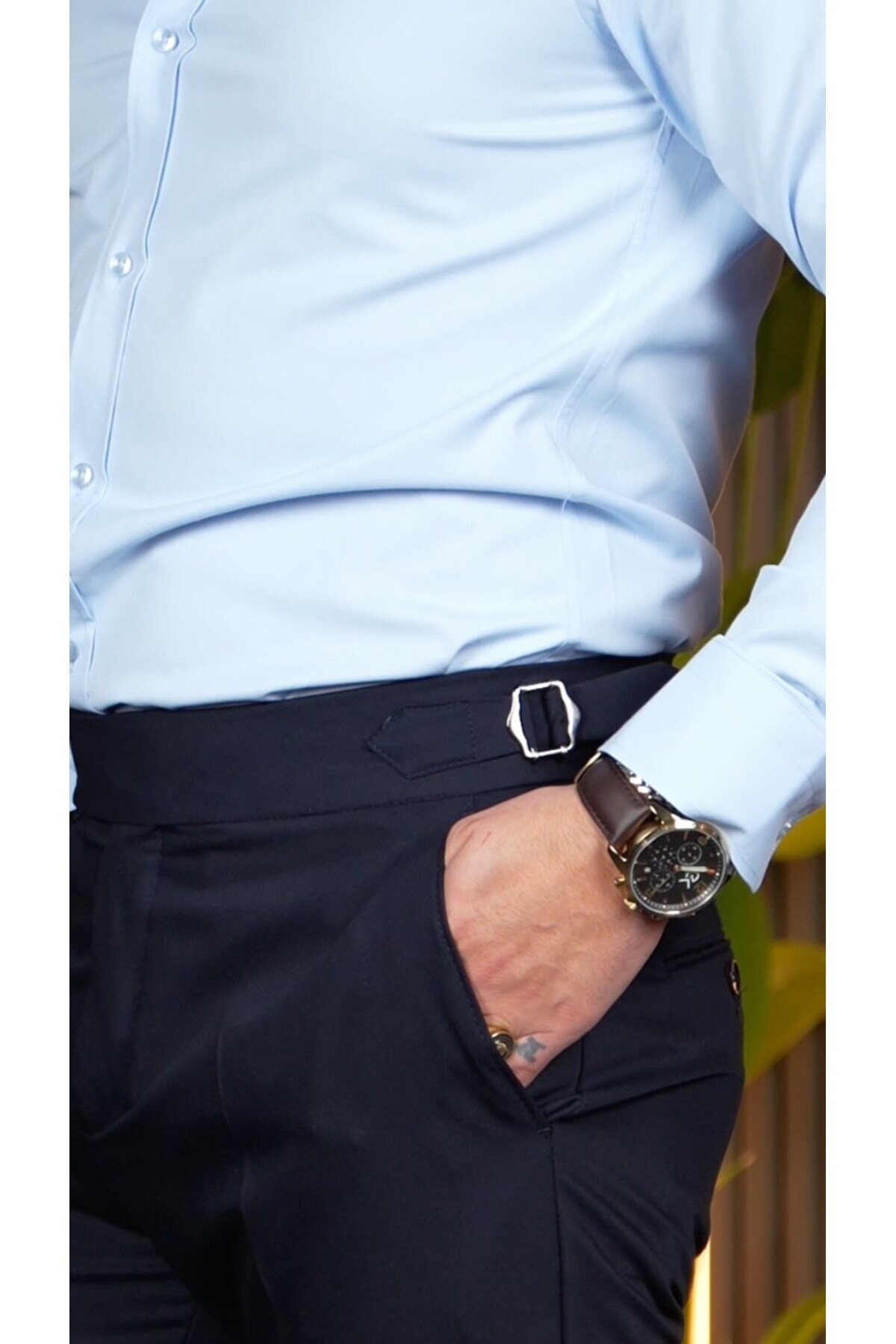 Pilesiz Tokalı Pantalon Lacivert — سرمه‌ای P01-08 — تصویر 2 از 4
