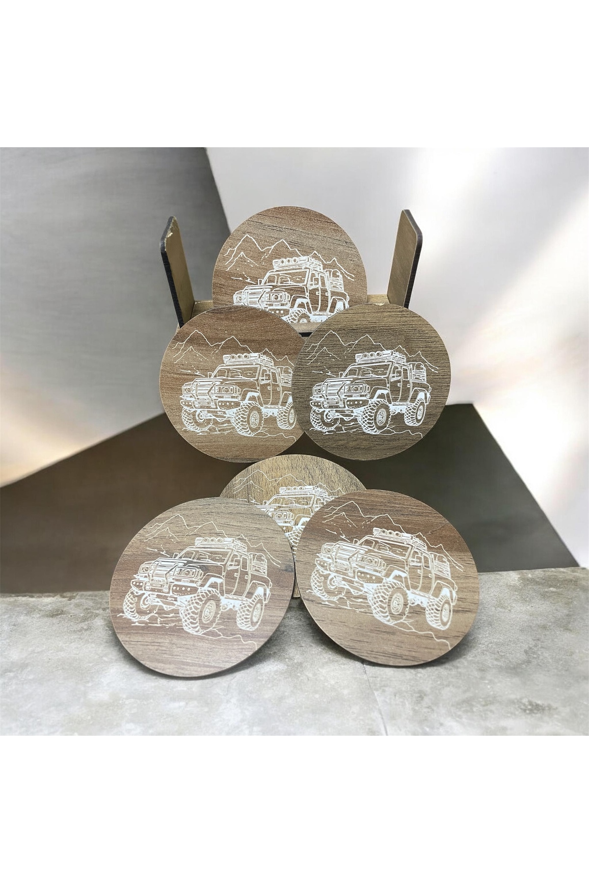 6 Lı Mdf Bardak Altlığı Dekoratif ECCECA1040 - Görsel 5