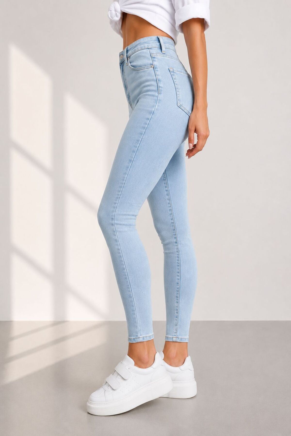 Lighter Jeans Kadın Açık Mavi Yüksek Bel Skinny Fit Toparlayıcı Jean Pantolon görsel 3