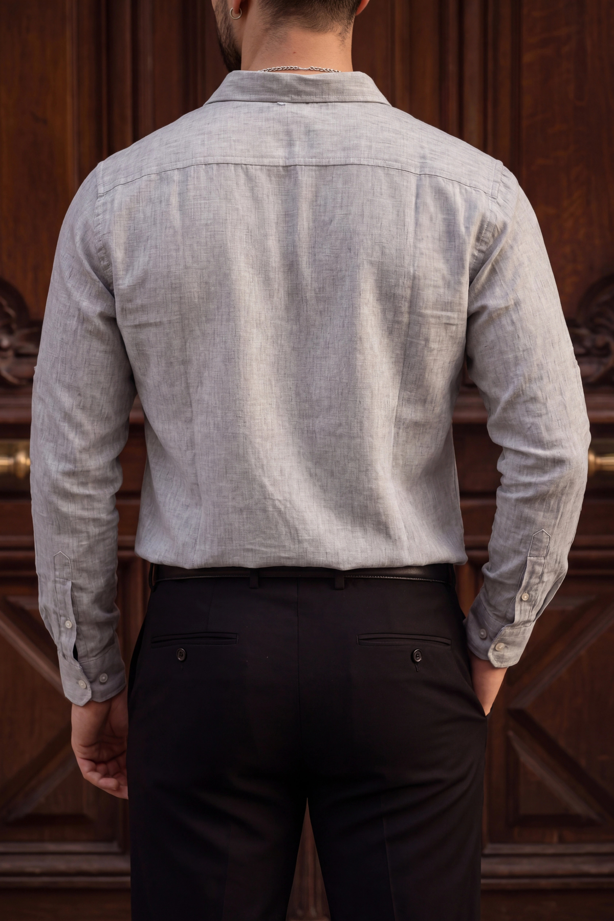 پیراهن کتانی خاکستری Helsinki-Look Regular Fit — خاکستری EG1006 — تصویر 4 از 5