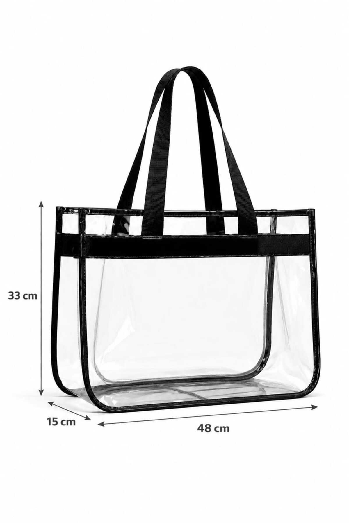 Maykis Şeffaf Büyük Boy Plaj & Günlük Çanta, Su Geçirmez PVC Organizer Çanta görsel 4