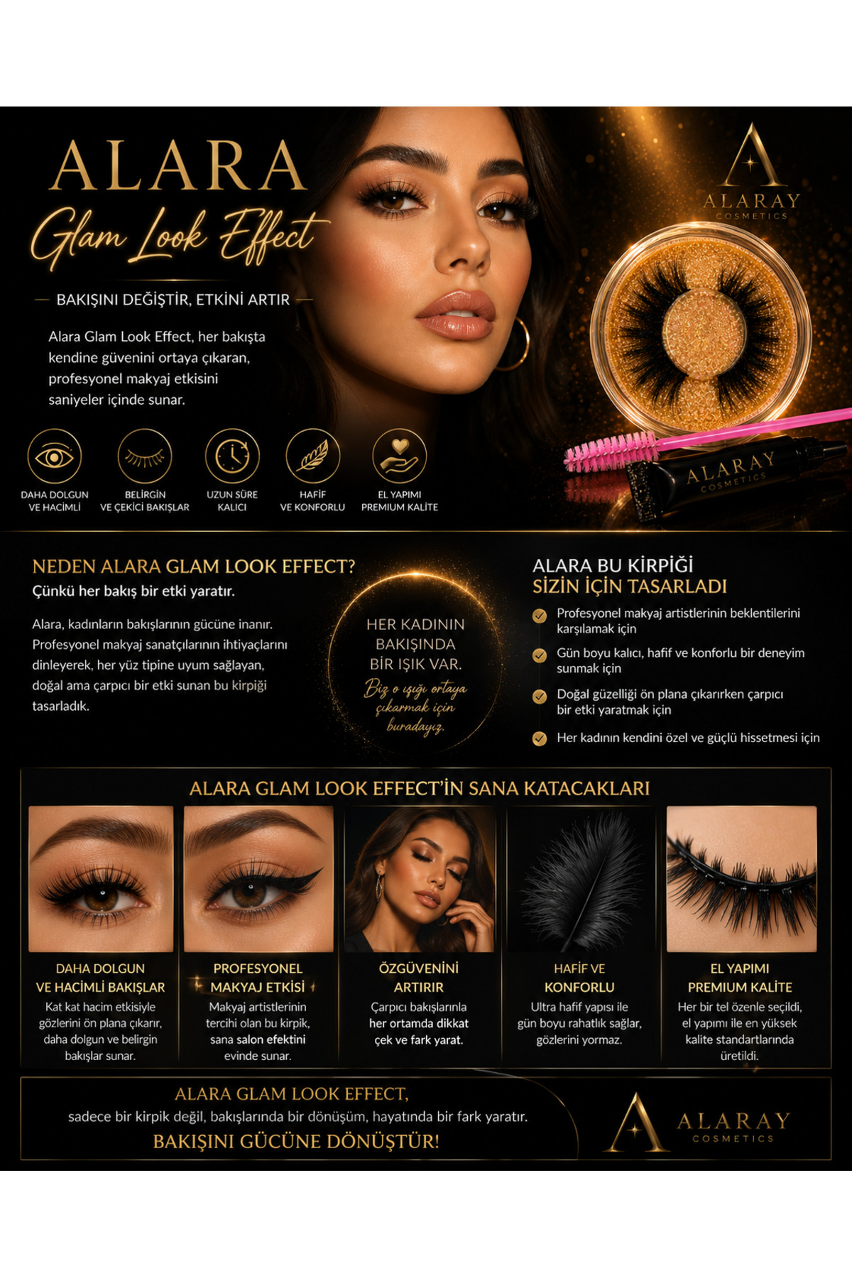 Glam Look Effect Fox Eye Takma Kirpik – Çarpıcı Bakış & Profesyonel Glam Etkisi/Alara'nın El Yapımı Gercek Kıl Kirpik Serisi — ALR-GLAMLOOKSERI01 — تصویر 5 از 6