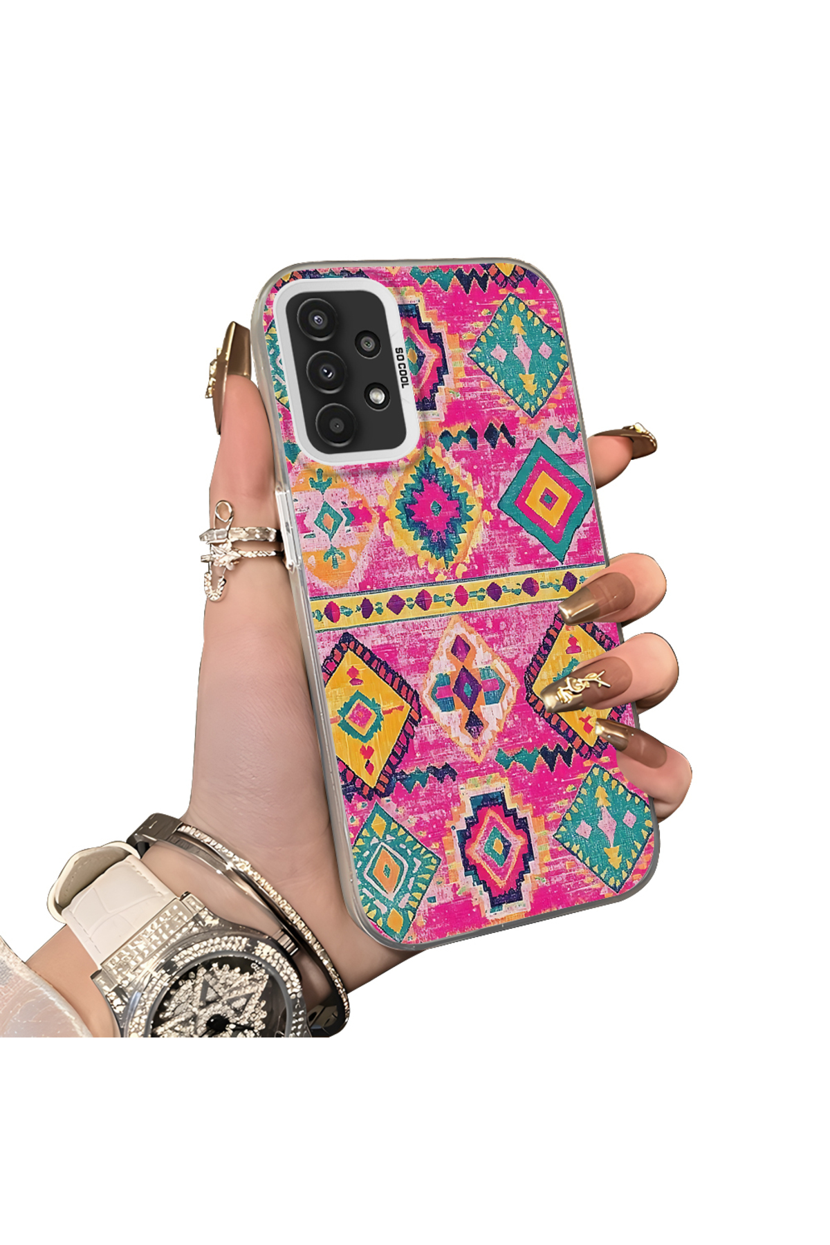 Samsung Galaxy A13 4G/5G Compatible Hard Acrylic Rear Silicone Edge Lens Protection Case