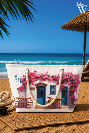 SWOORD Büyük Boy Plaj Çantası – Halat Saplı – 55x36x15 cm