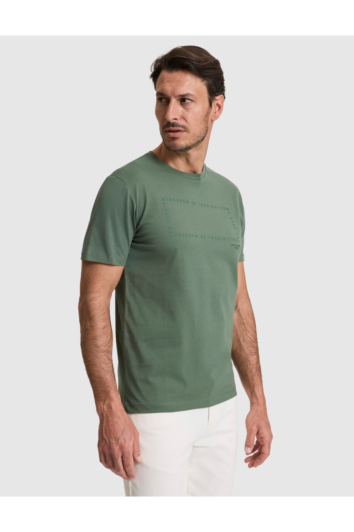 Pierre Cardin Haki Regular Fit %100 Pamuk Bisiklet Yaka Tişört 50327871-VR027 görsel 3