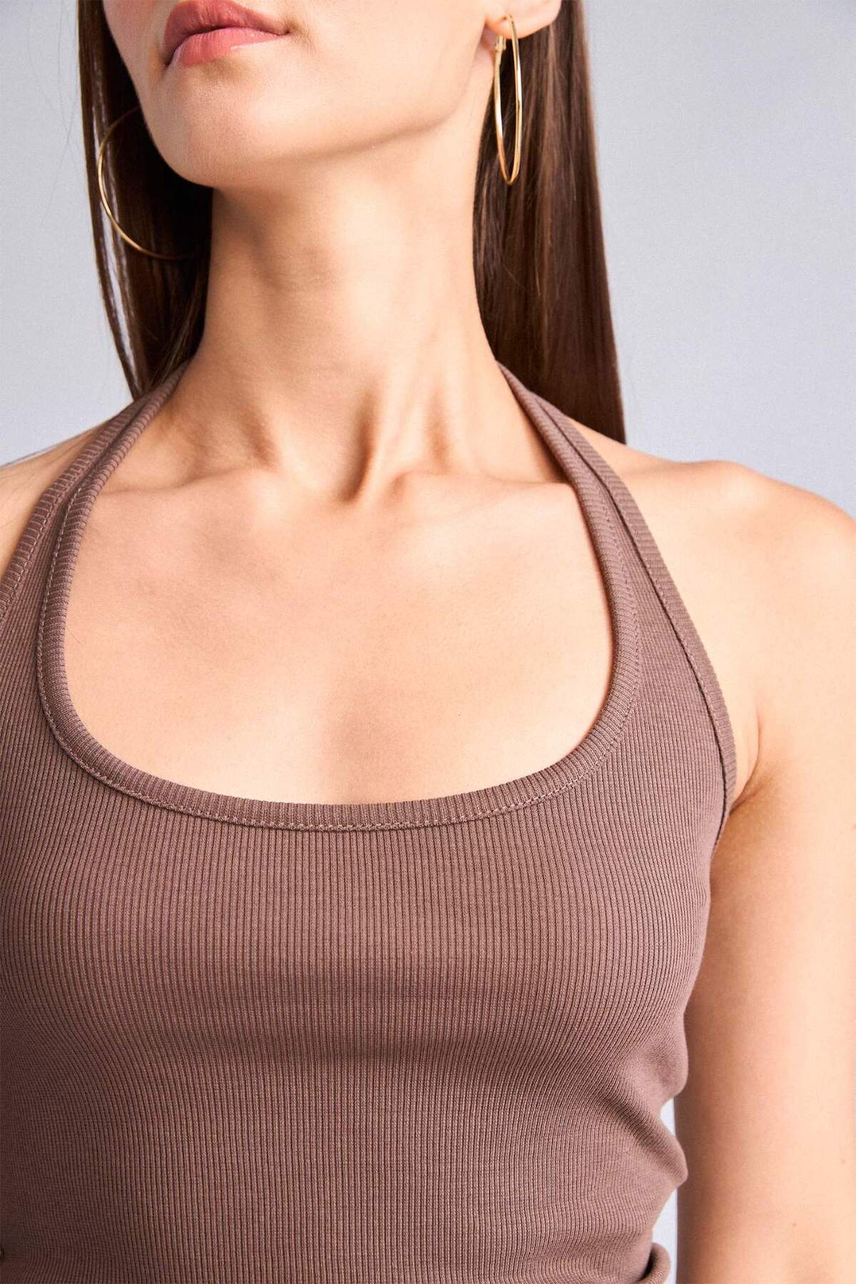 DeFacto Fitted Kaşkorse Halter yaka Pamuklu Atlet H8088AX26SM görsel 4