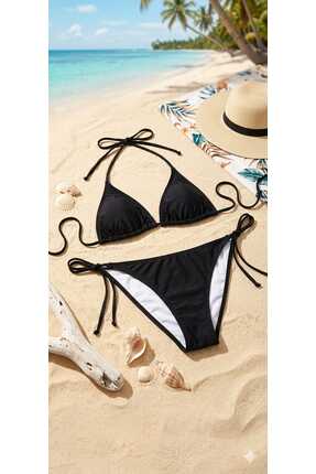 Mojomylife Bağlamalı Siyah Bikini Takımı