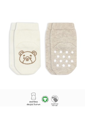 Store %100 Organik Bebek & Çocuk 2li Kaymaz Soket Pamuklu Yumuşak Antialerji