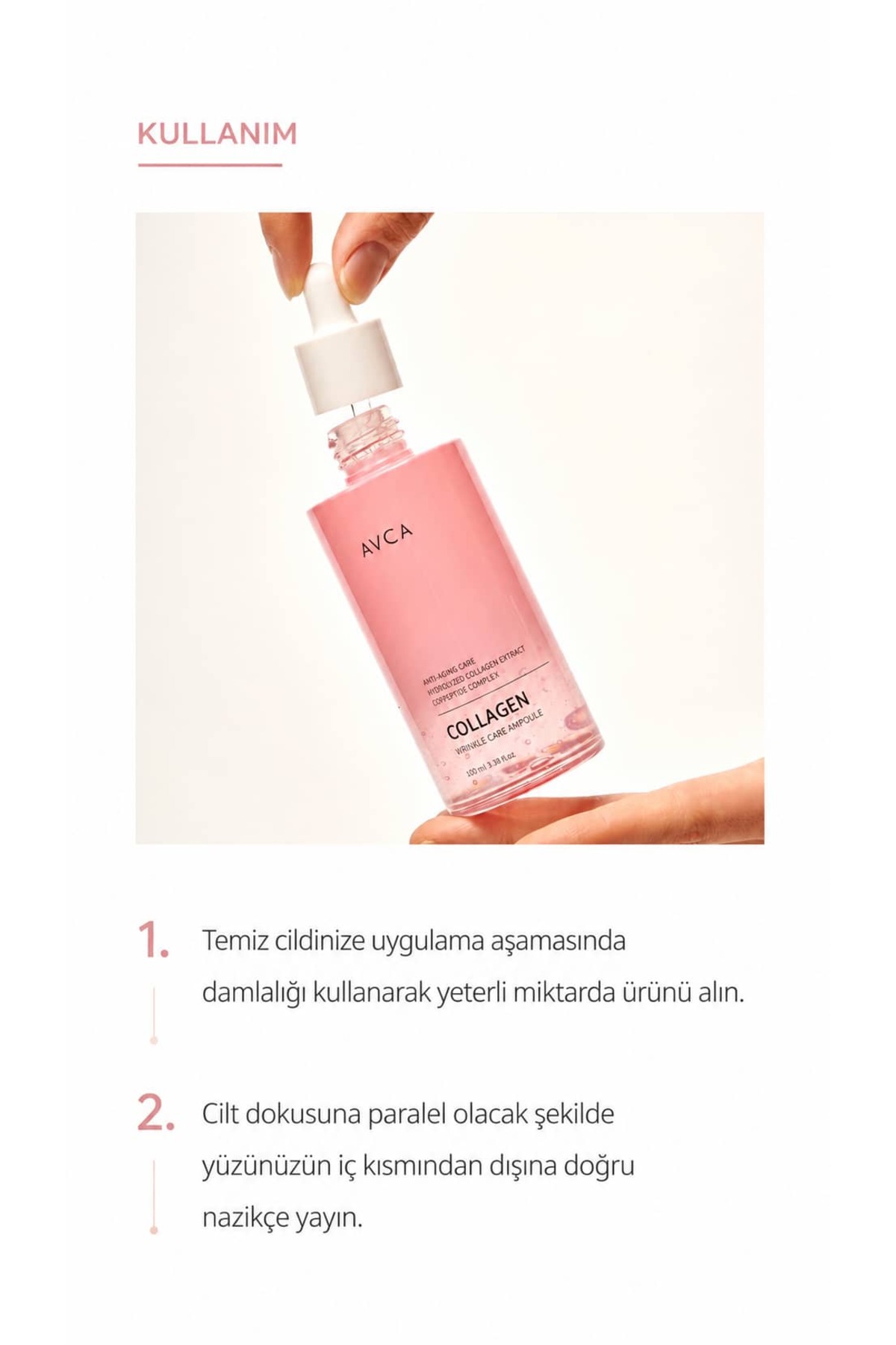 Kolajen ve 4 Çeşit Peptide İçeren Kırışıklık Karşıtı ve Sıkılaştırıcı Ampul 100 ml - Collagen Wrinkle Care Ampoule Serum — AVC-AMP-COLLAGEN-100 — تصویر 6 از 8