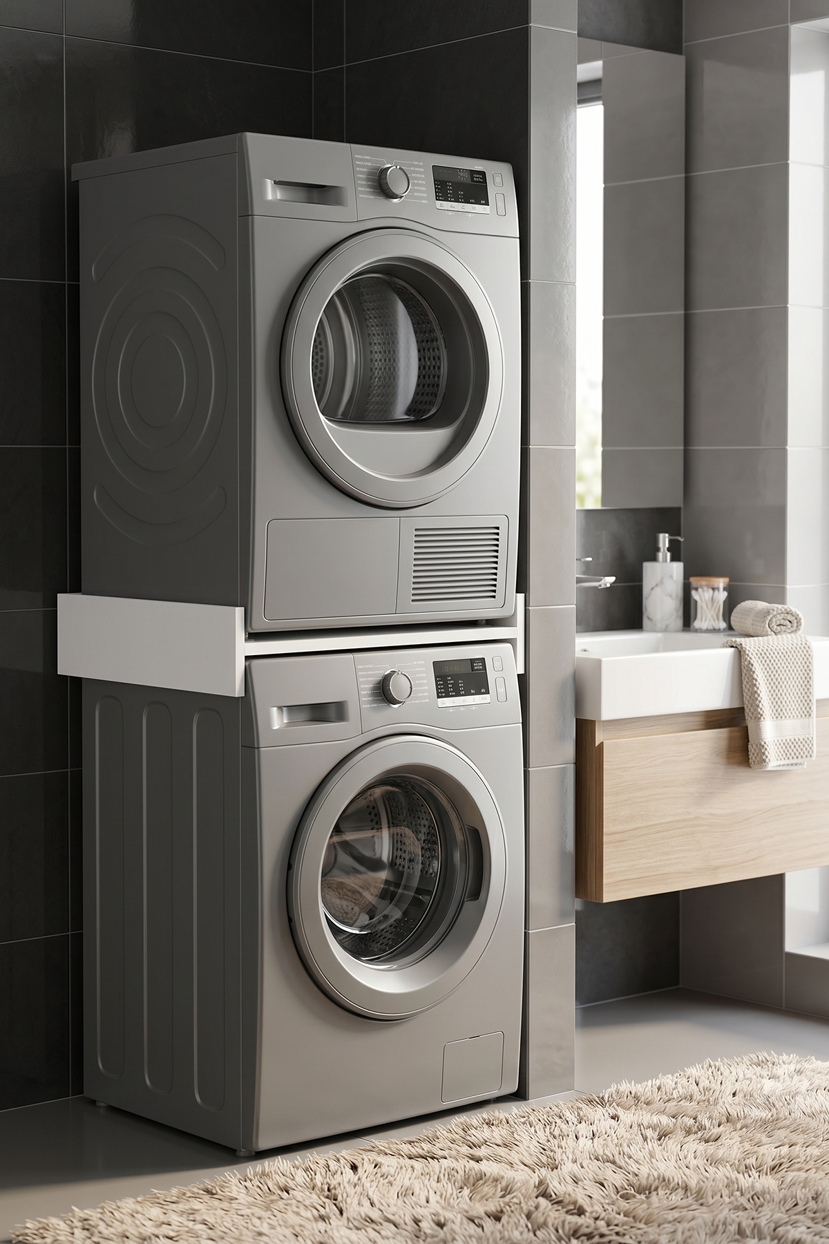 ROBEVE Çamaşır Makinesi Dolabı Kurutma Makinesi Dolabı Banyo Düzenleyici Çama...