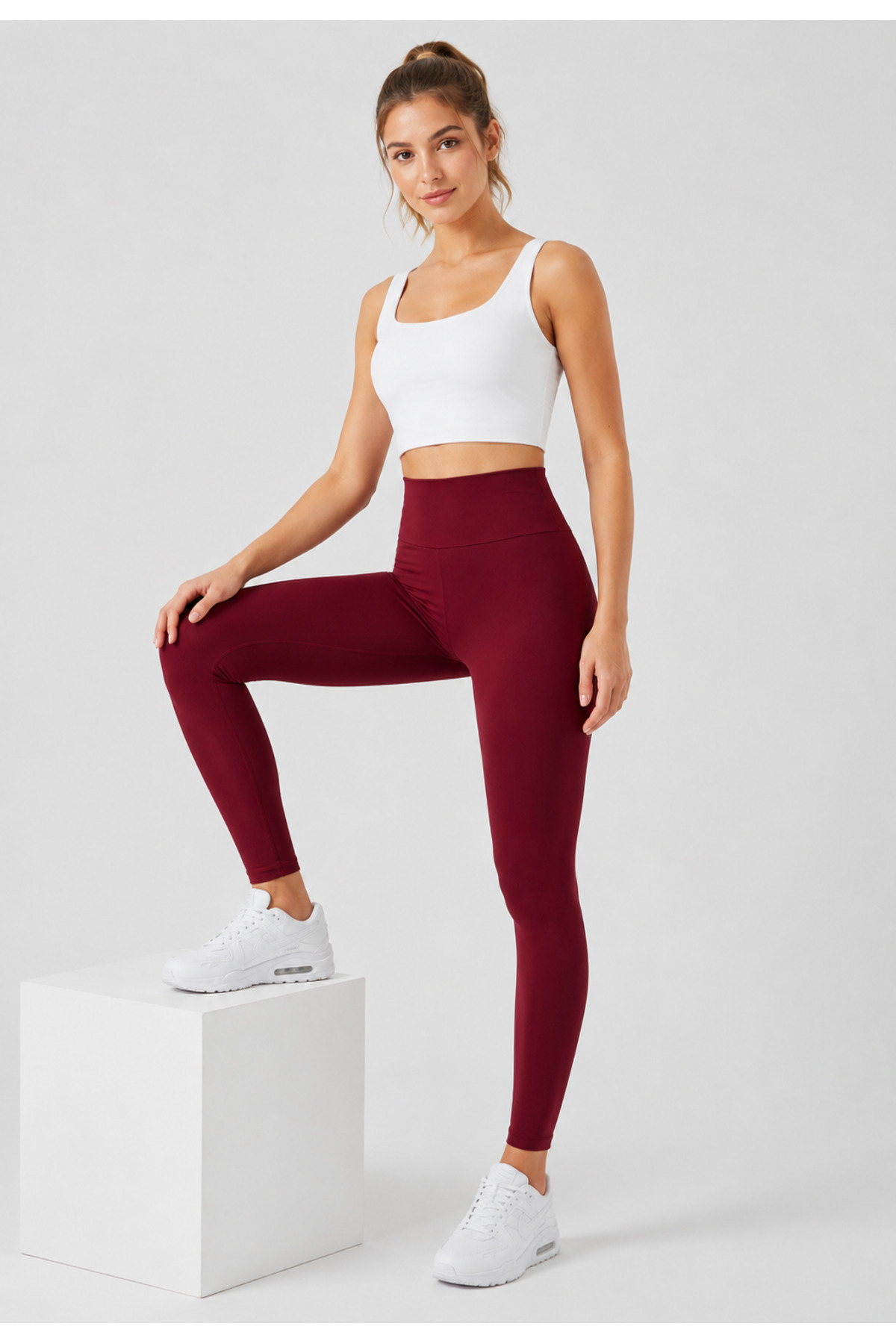exxit collection Kadın Spor Bordo Tayt - Düz Kadın Tayt Uzun Regular Normal Bel görsel 3