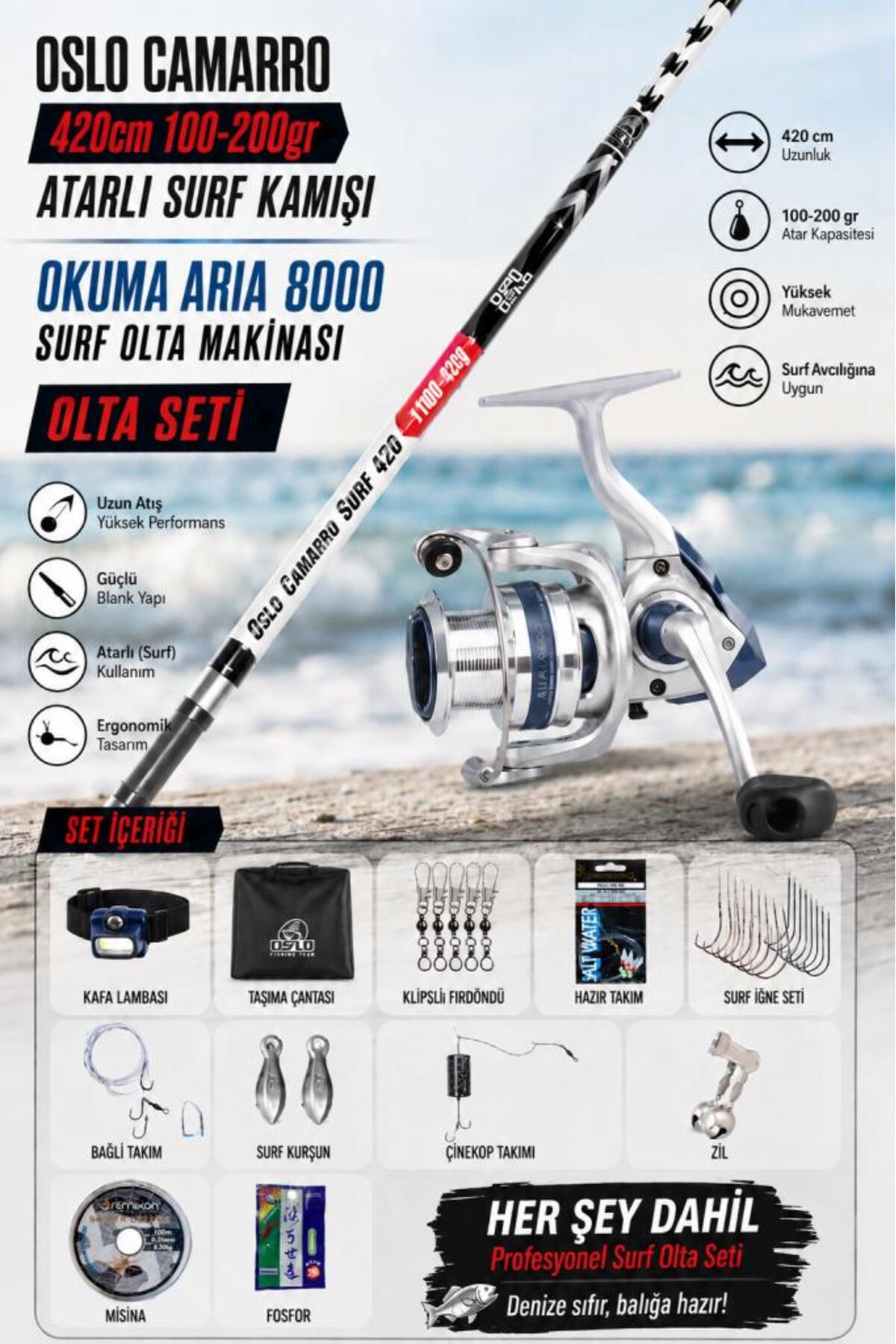 Oslo Camarro 420cm 100-200gr Aria 8000 Surf Casting Olta Seti
