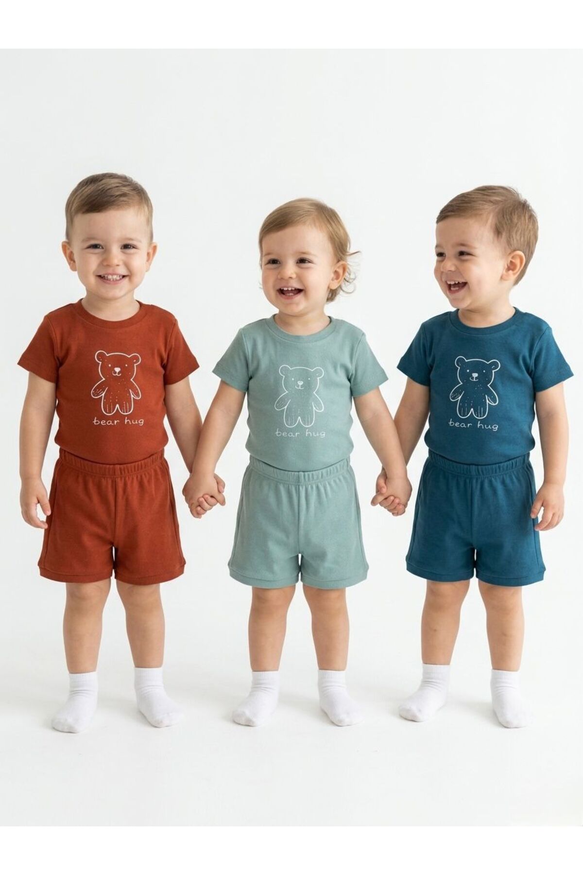 3pcs 100% Cotton Short Sleeve Baby Bodysuit Shorts Set