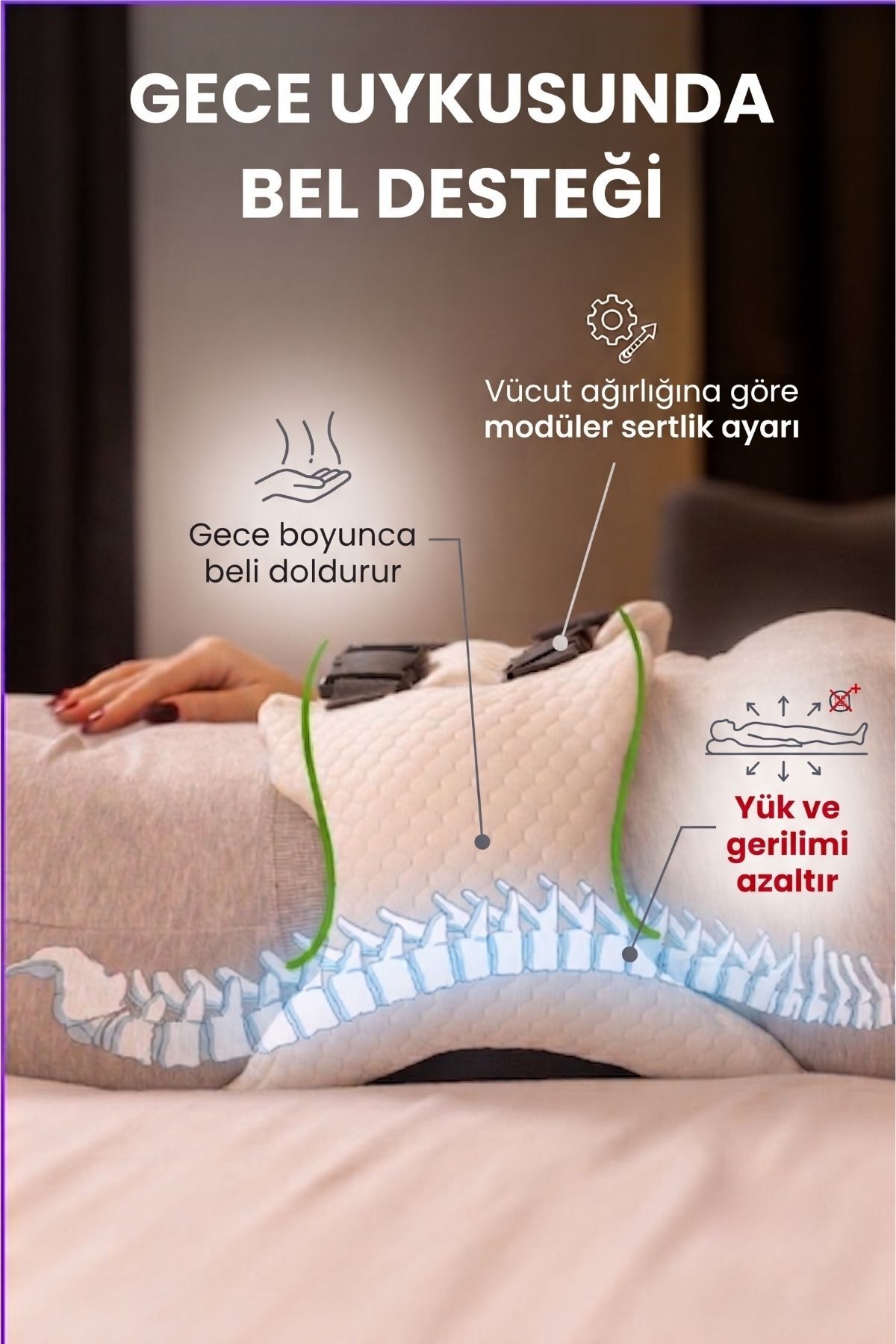 Timoties Modüler Ortopedik ve Siyatik Uyku Korse Yastığı görsel 5