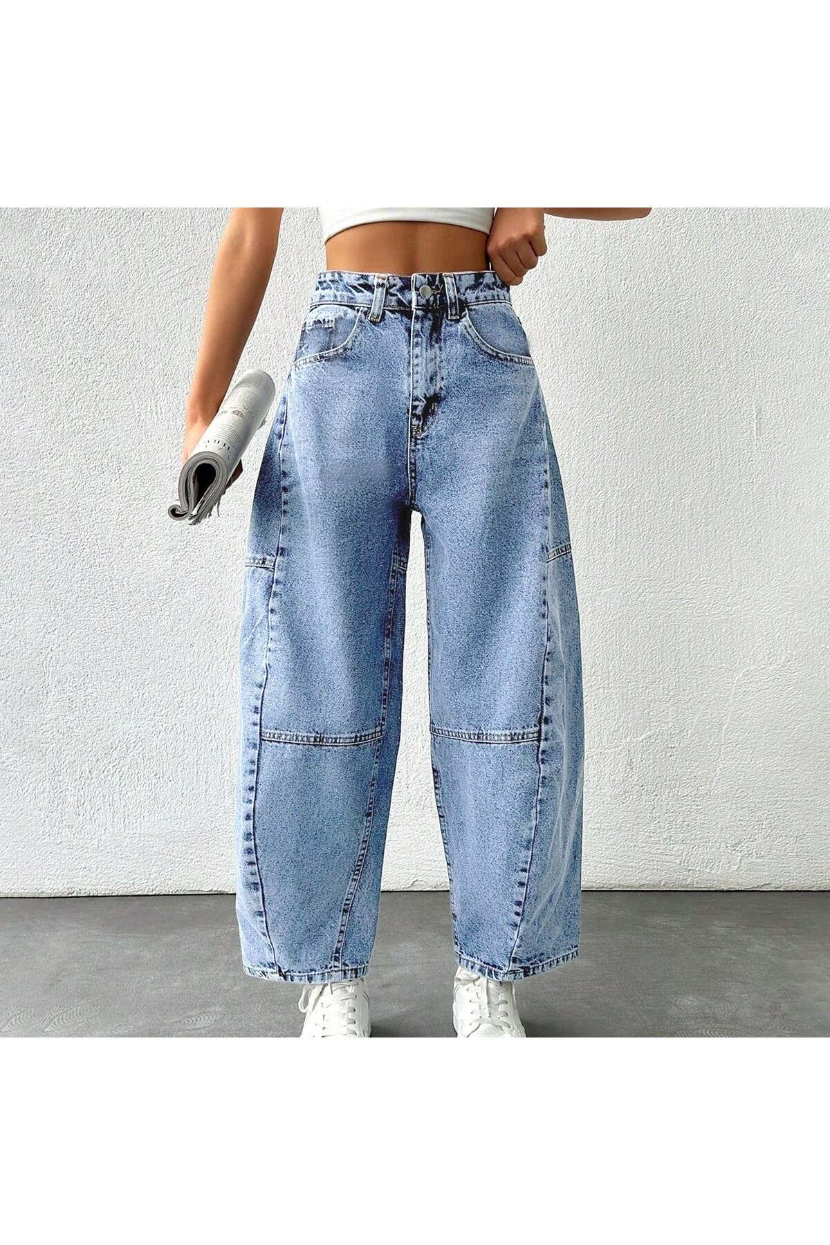 Polo State Kadın Yüksek Bel Balloon Fit Açık Mavi Denim Jean Pantolon görsel 5