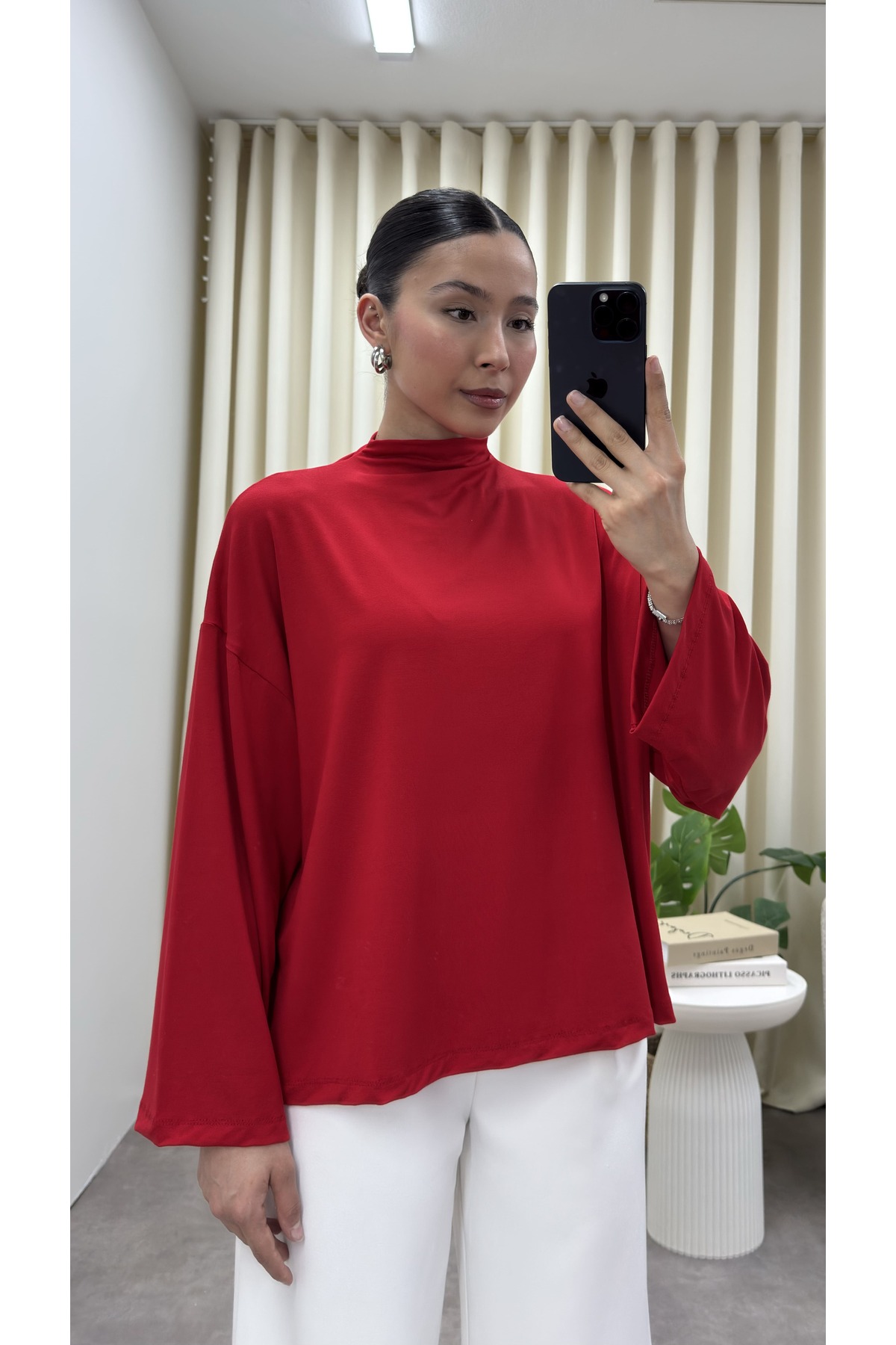 YOUR NAME Dik Yaka Oversize Dökümlü Bluz görsel 3