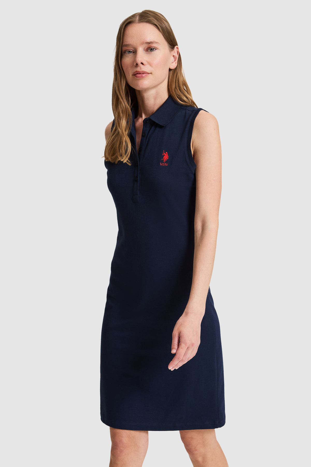 U.S. Polo Assn.  Kadın Lacivert Polo Yaka Örme Elbise 50323571-VR033 - Görsel 3