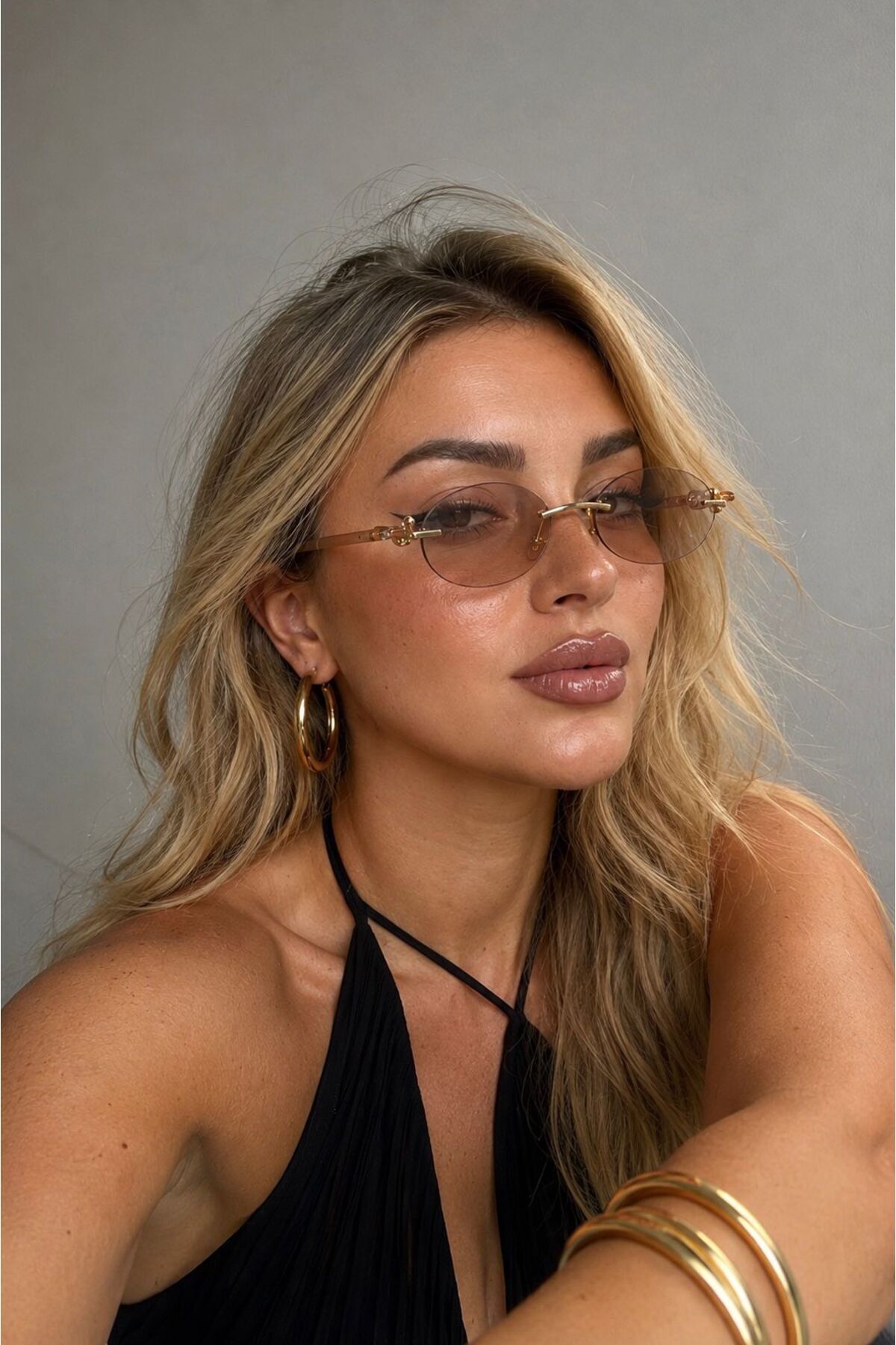 Goldmine Unisex Premium Toffy Güneş Gözlüğü UV400 Nude görsel 6