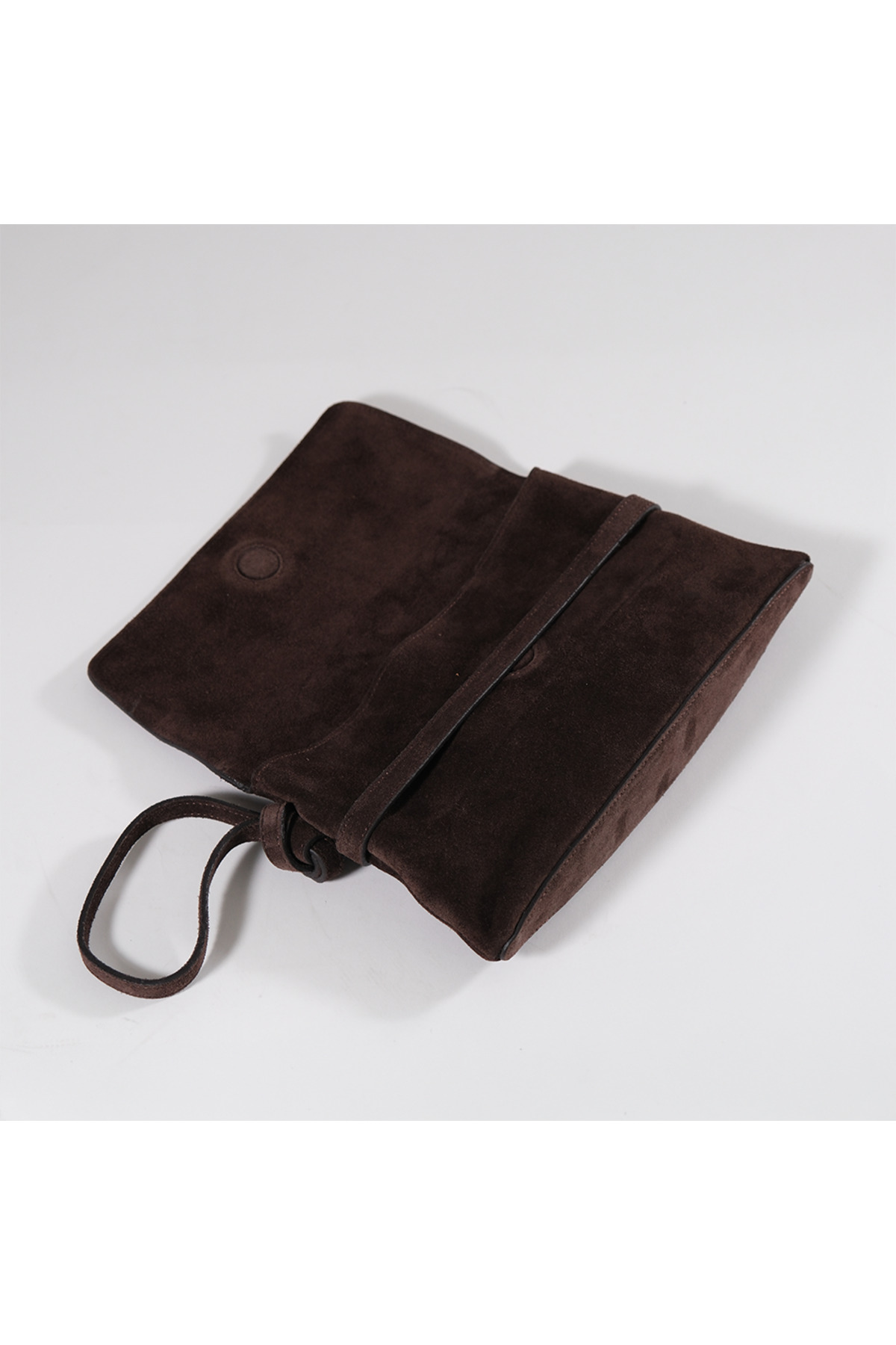 BEGRA ATELIER BEGRA Elara %100 Hakiki Süet Clutch Çanta - Acı Kahve (Dark Brown) görsel 5