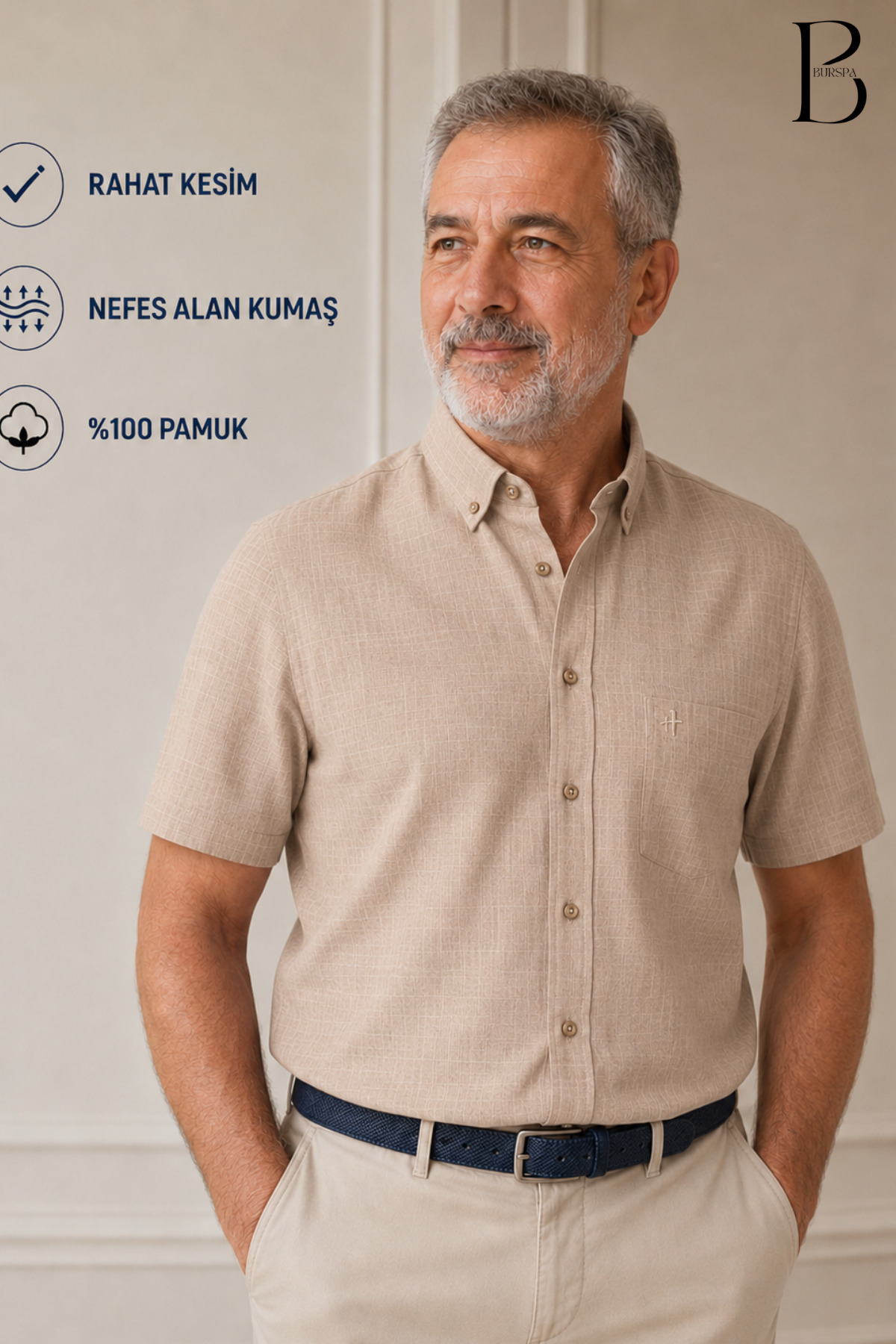 Casual Cut Classic Men's Dad Short Sleeve 100% Cotton Linen Shirt
