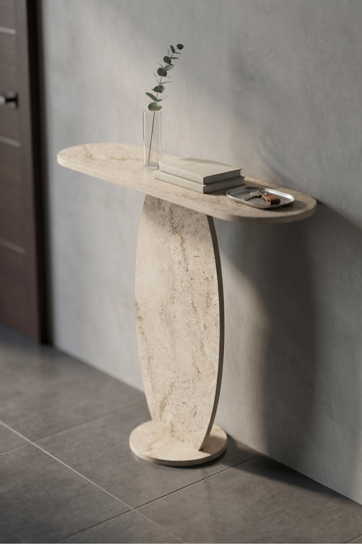 Dresuar Modern Dekoratif Antre Konsolu Giriş Hol Koridor Salon Konsol Masası 7031 Traverten görsel 2