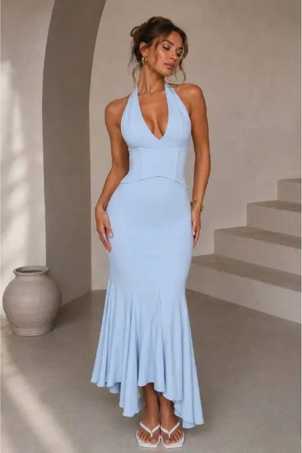 Cool & Sexy Blue Midi Length Stylish Event Dress