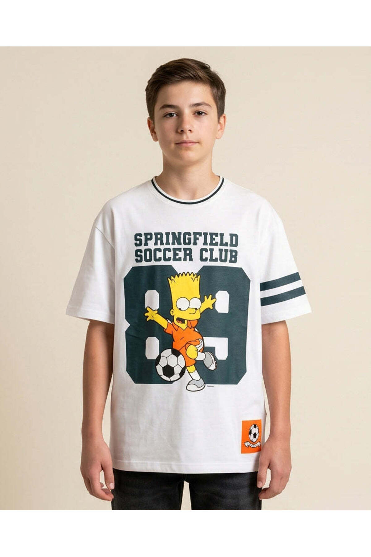 REDTAG Senior Boys White Simpsons Oversized T-Shirt