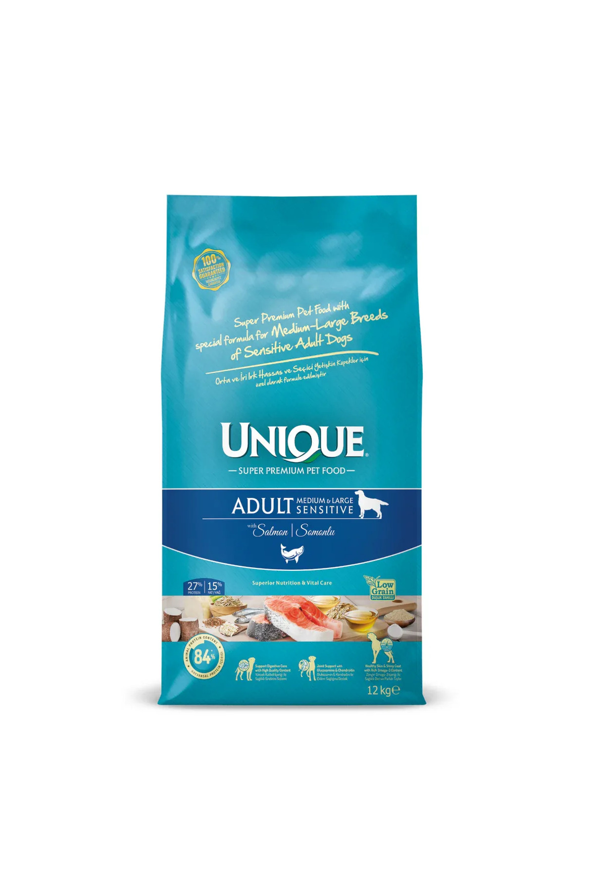 Unique Sensitive Orta ve İri Irk Yetişkin Köpek Maması Somonlu 12 kg