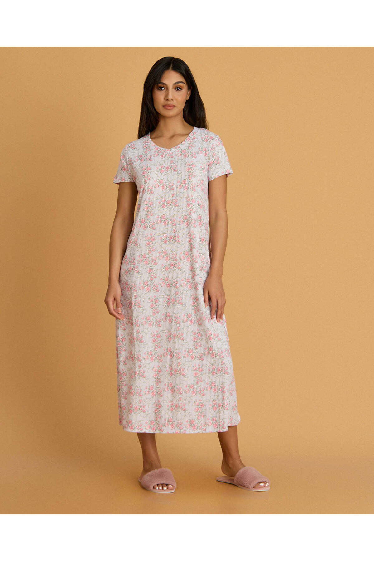REDTAG Women Pink Floral Nightgown