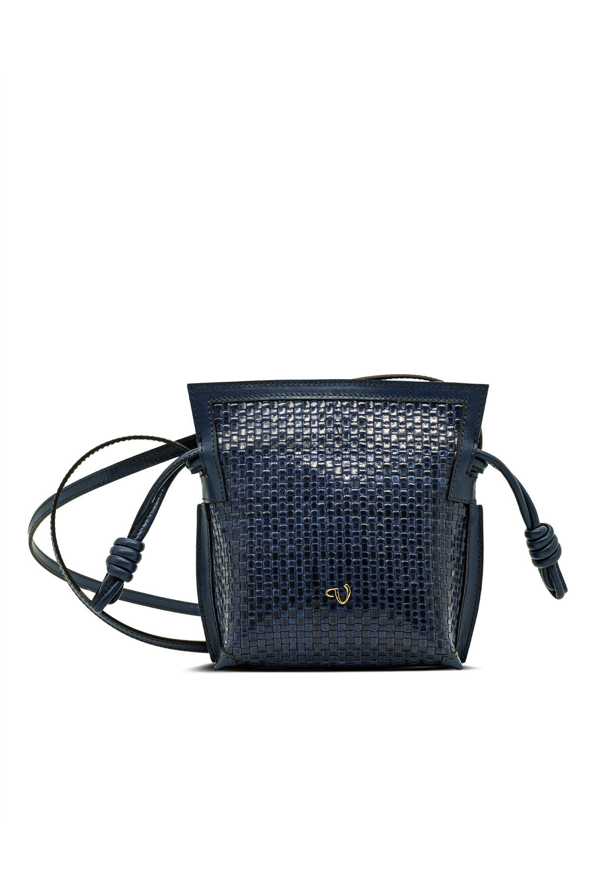حقيبة نسائية من الجلد الطبيعي المحبوك Y94 LACİVERT ÖRGÜ (Navy Blue Knit)