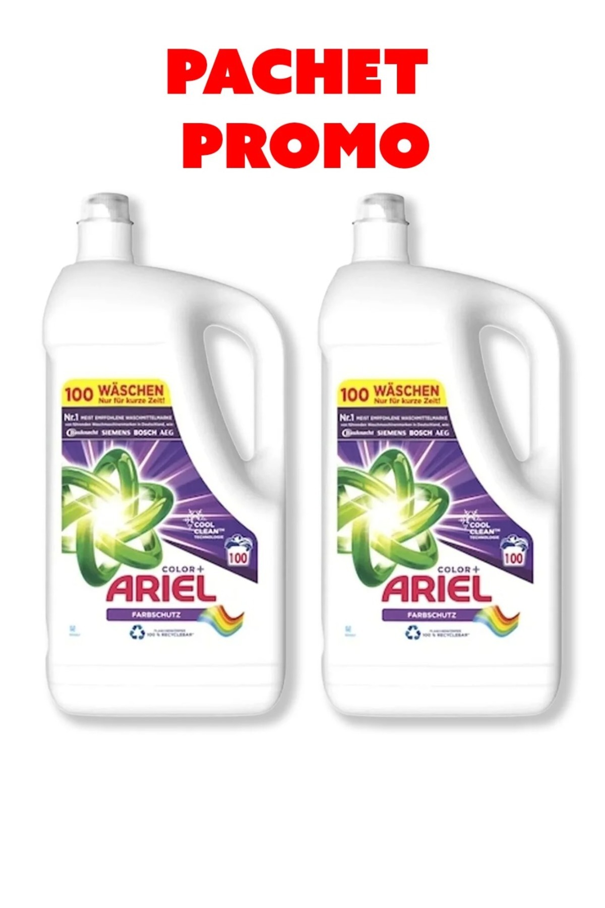 Ariel - Pachet 2 x Detergent lichid de rufe Color+, 100 de spălări, 5L