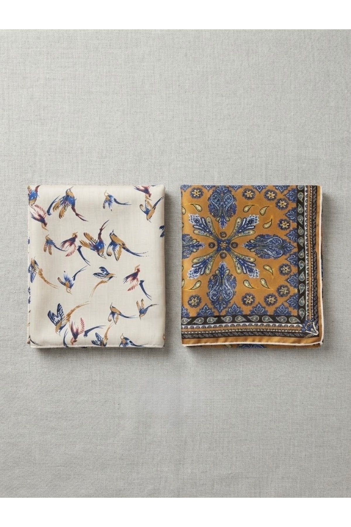 nazipek Premium Fular 2'li Set Soft Kumaş Bandana 50x50 Yazlık