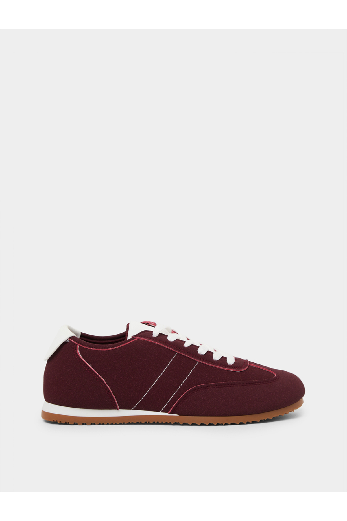 Styli Burgundy Suede Look Lace-Up Sneakers