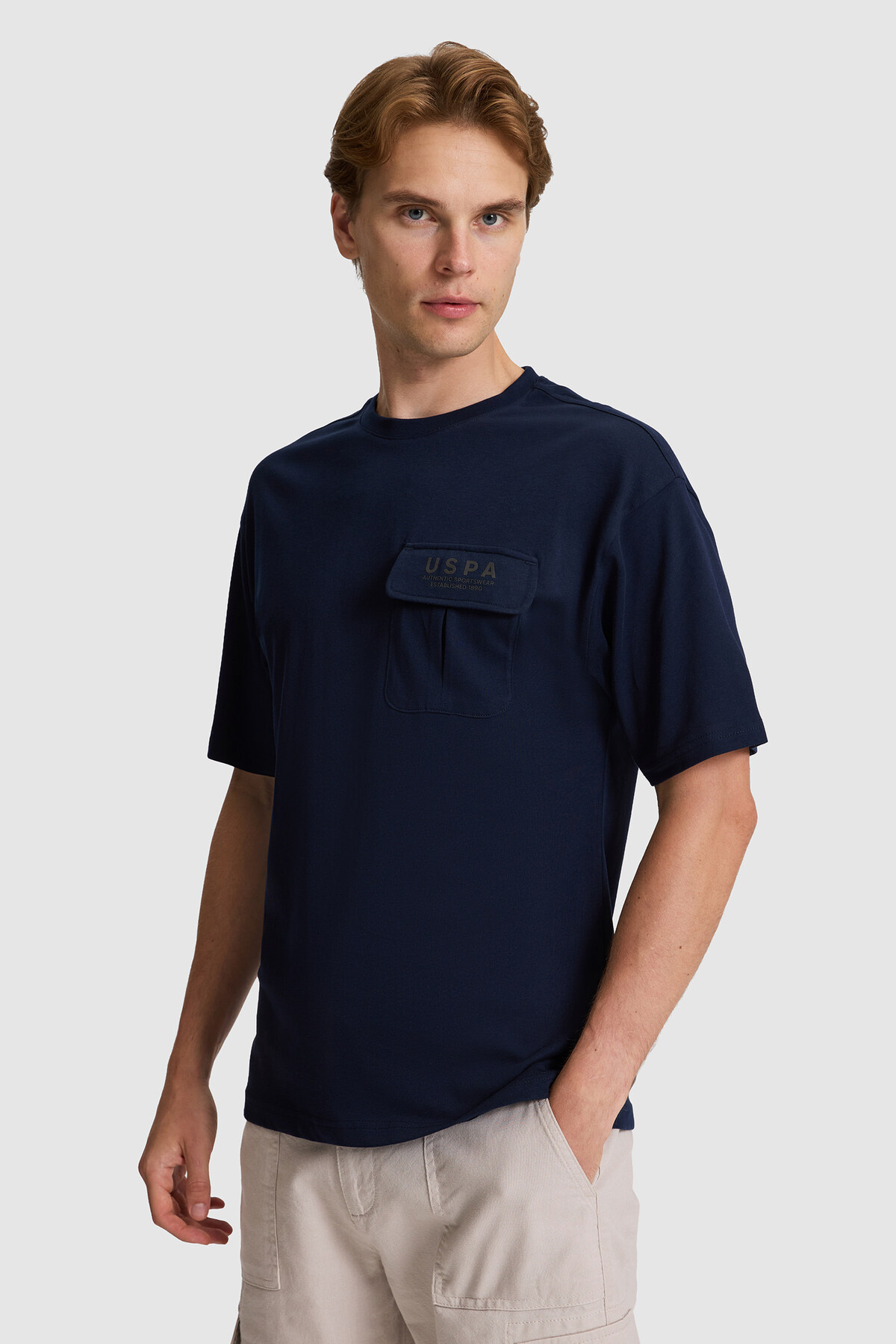 U.S. Polo Assn. Erkek Lacivert Comfort Fit Bisiklet Yaka Tişört 50327021-VR033 görsel 3