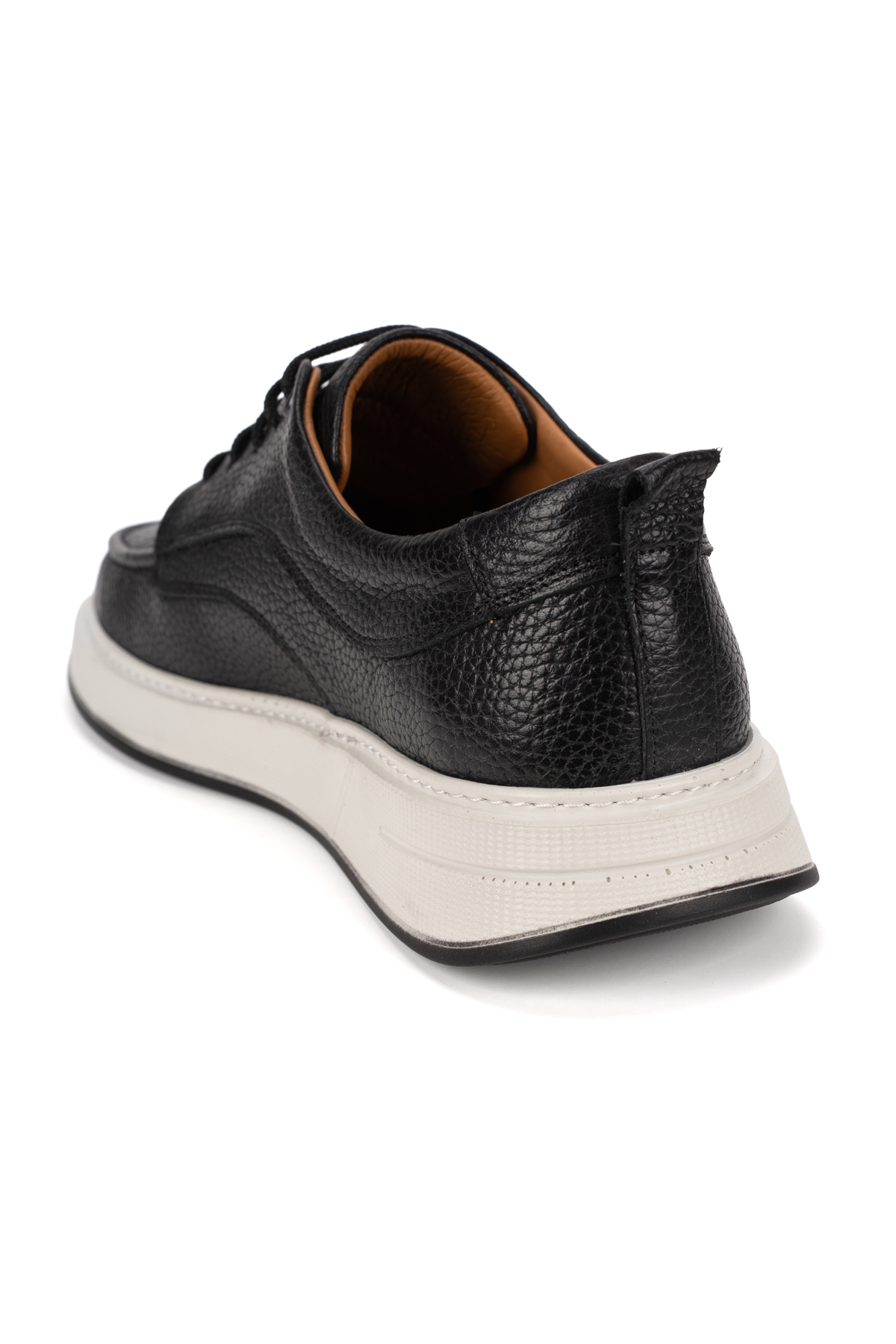 Fame Step Erkek Hakiki Deri Günlük Ayakkabı Siyah Modern Casual Kalın Taban Bağcıklı Bologna görsel 8