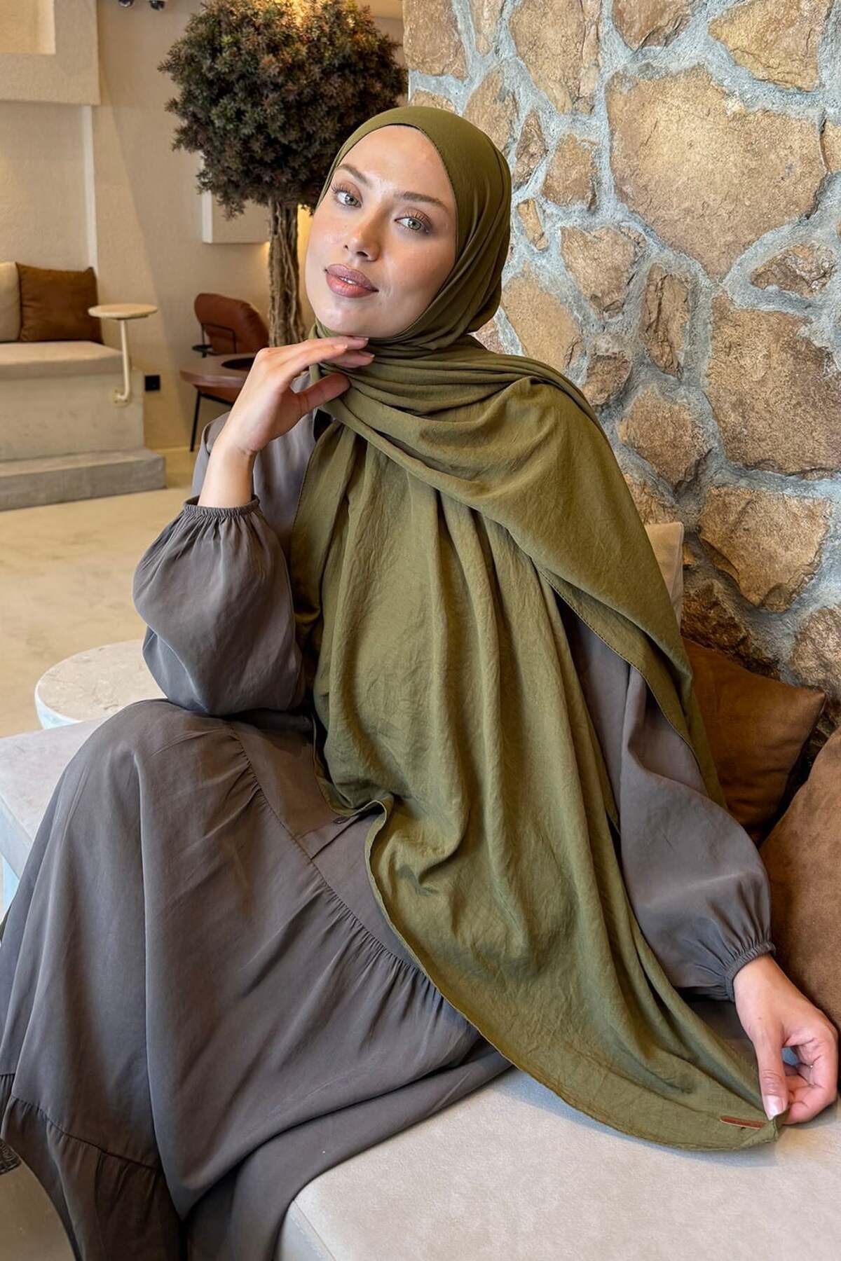 lamelif Rami Şal Asker Yeşili