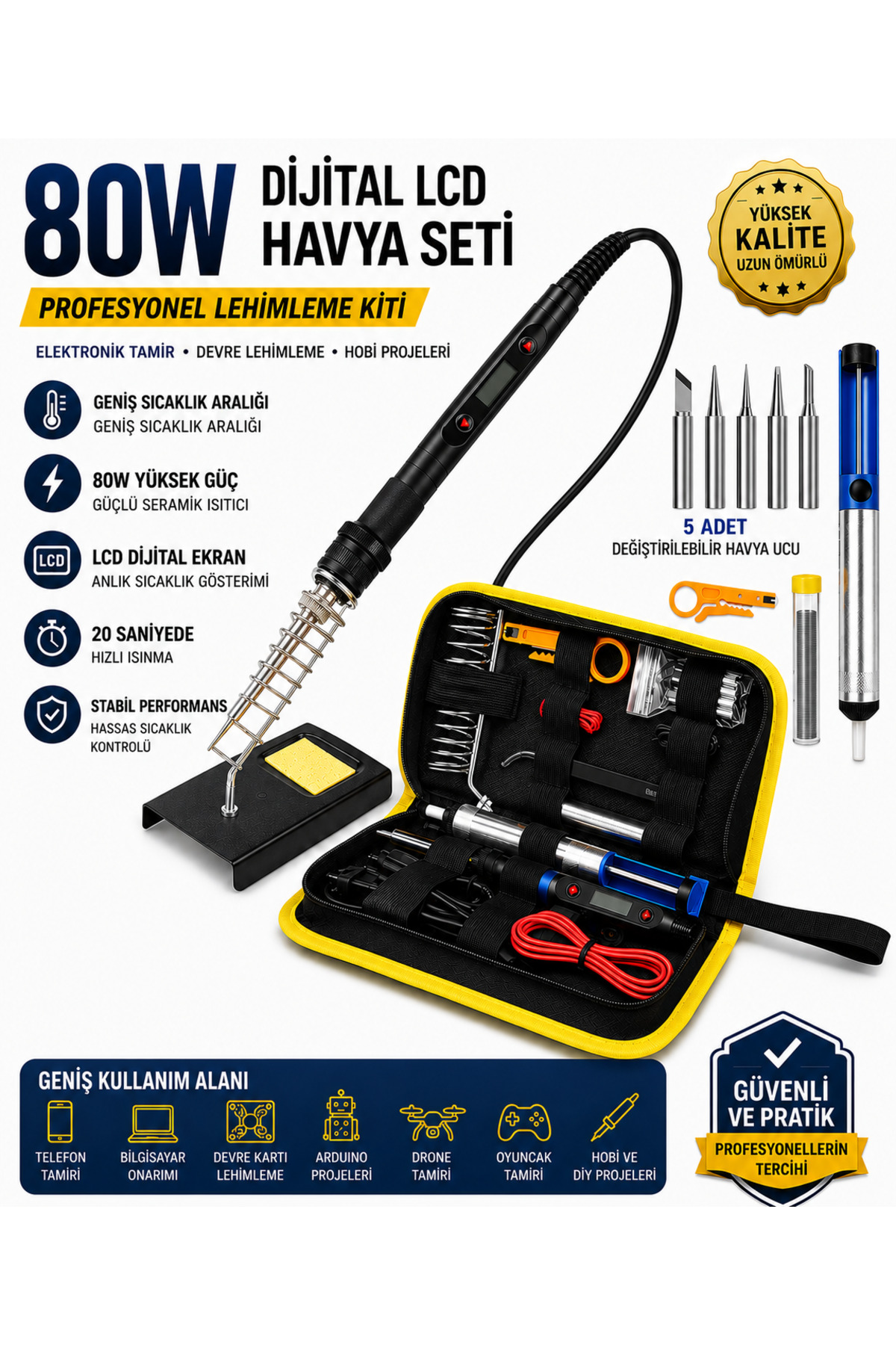 Havana “Kalite Ve Hesaplı” HVY80 80Watt Havya Seti 15 Parça Lehim