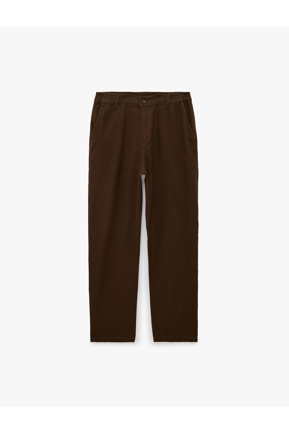 Koton Cepli Beli Lastikli Keten Karışımlı Slim Fit Pantolon — قهوهای 6SAM40165HW